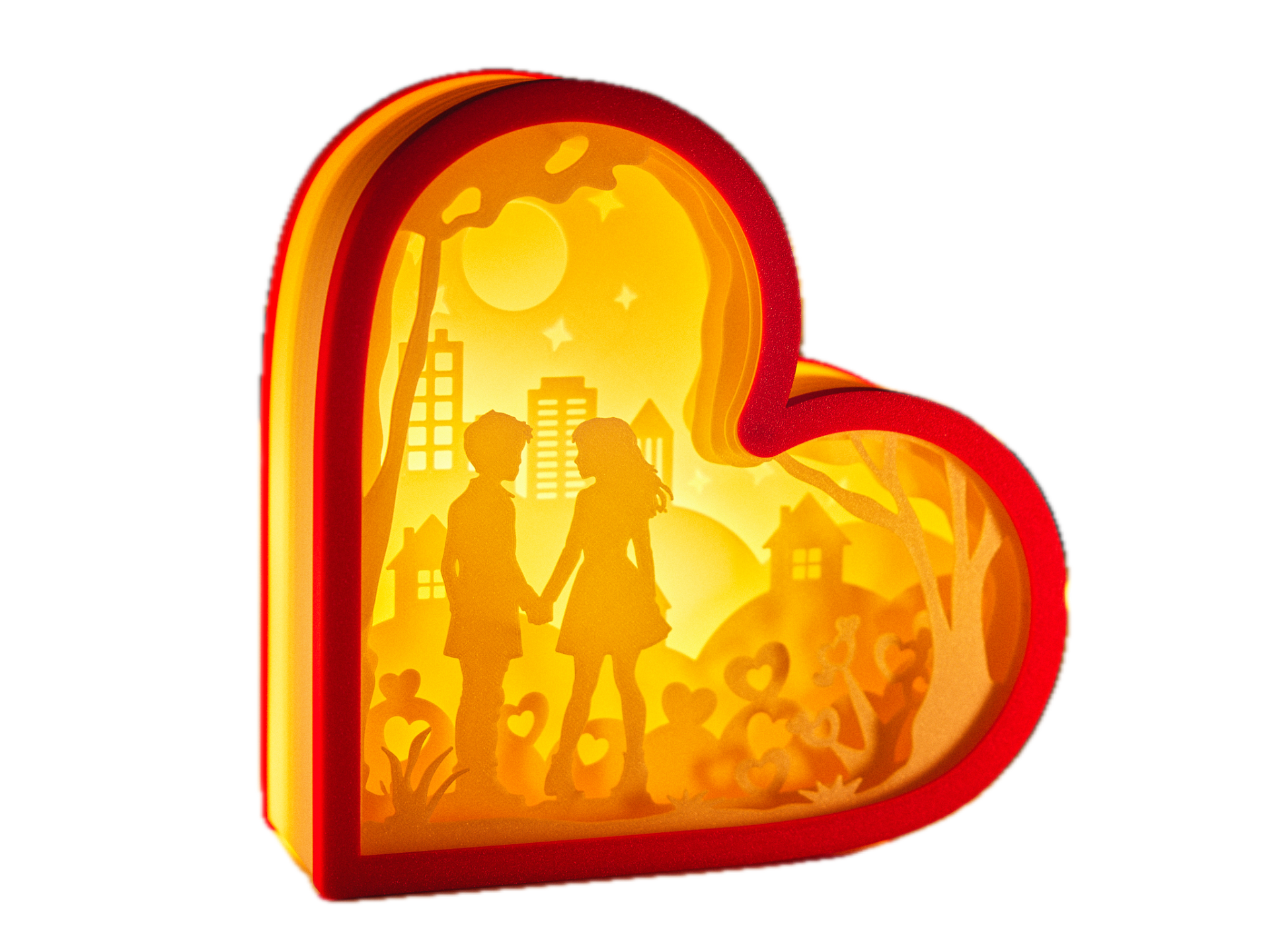 Φωτιστικό Καρδιά με Σιλουέτα Ζευγαριού | Ρομαντικό LED Φωτιστικό Αγίου Βαλεντίνου