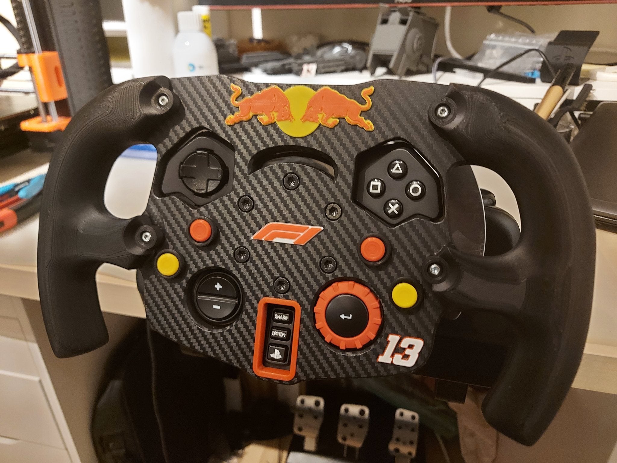 Custom Τιμόνι Racing F1 Red Bull Style 3D Printed για Logitech G29, G920, G923