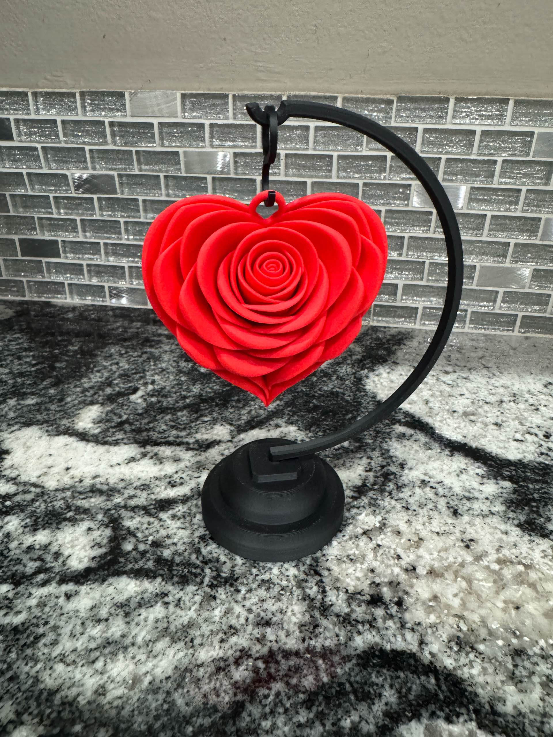 Διακοσμητική Καρδιά Τριαντάφυλλο με Βάση