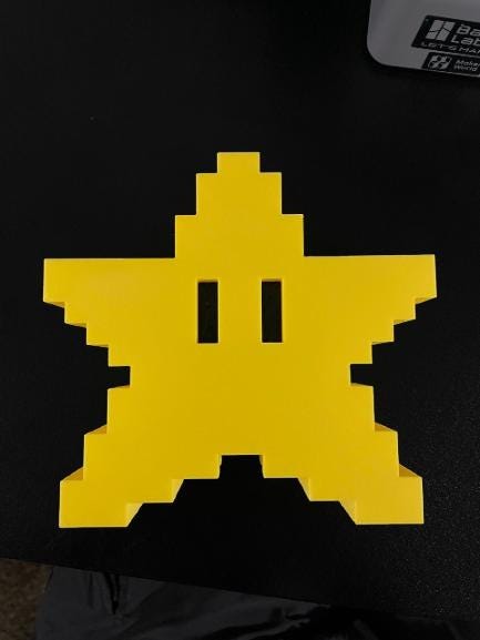 Pixel Αστέρι Κορυφής Δέντρου Εμπνευσμένο από Mario | 3D Εκτυπωμένο Retro Gaming Στολίδι | Χειροποίητη Χριστουγεννιάτικη Διακόσμηση