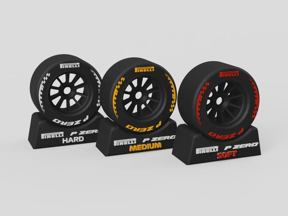 Σετ Έκθεσης Ελαστικών F1 Pirelli 2026 – Hard Medium Soft P ZERO – Διακόσμηση Γραφείου Motorsport