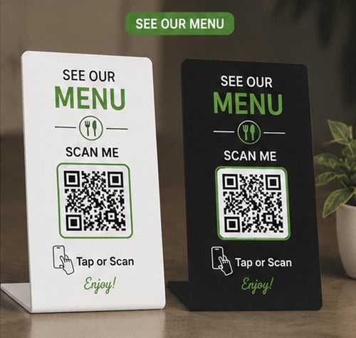 Custom Βάση QR Code για Google Reviews, Πληρωμές & Social Media | Προσωποποιημένη Επιχειρηματική Πινακίδα QR