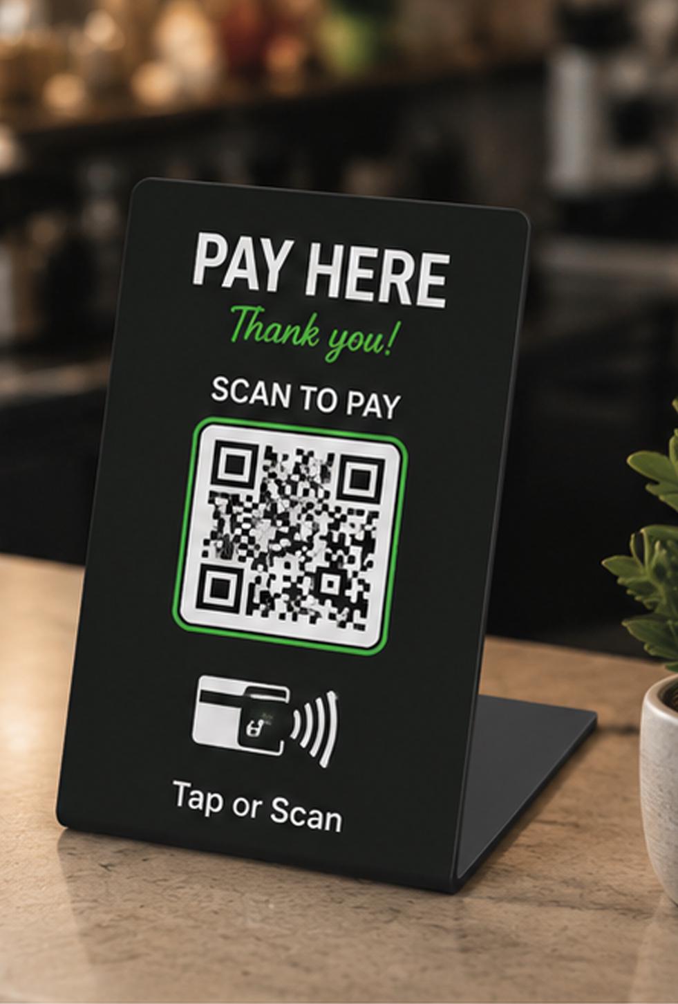 Custom Βάση QR Code για Google Reviews, Πληρωμές & Social Media | Προσωποποιημένη Επιχειρηματική Πινακίδα QR